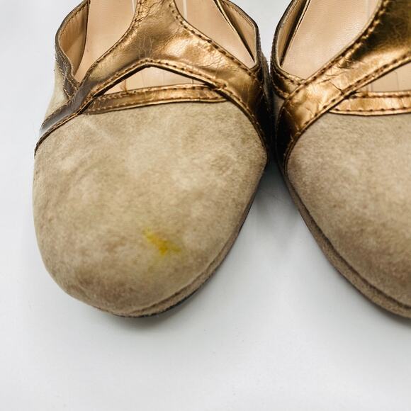 Tahari Angela Tan Suede T-Strap Heel Size 10 - Picture 4 of 11